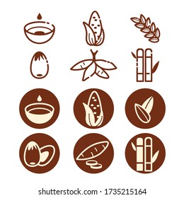 Set of agriculture button on white background.