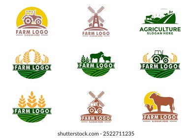Set of agriculture and farm logo design vector illustration
