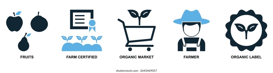 Set agriculture farming icon vector for various aspects of cultivation, livestock, and rural life. Ideal for agricultural businesses, food production, and sustainable development themes.