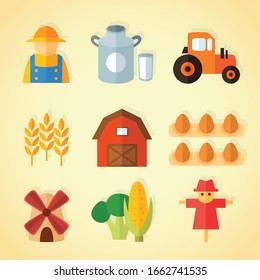 Set of agriculture and farming icons in flat design