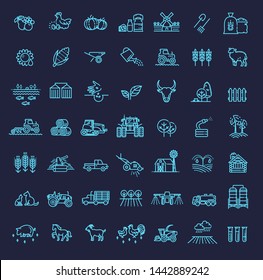 Set of Agriculture and Farming Line Icons