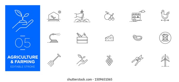 Set of Agriculture and Farming line icons - Modern icons