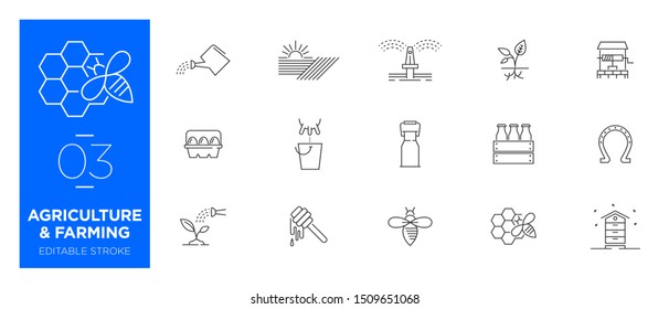 Set of Agriculture and Farming line icons - Modern icons