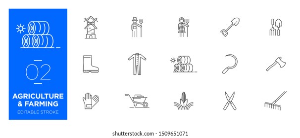 Set of Agriculture and Farming line icons - Modern icons