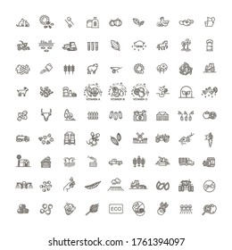 Set of Agriculture and Farming Line Icons