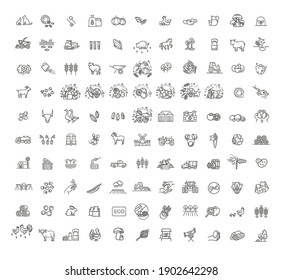 Set of Agriculture and Farming Line Icons