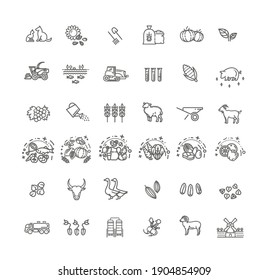 Set of Agriculture and Farming Line Icons