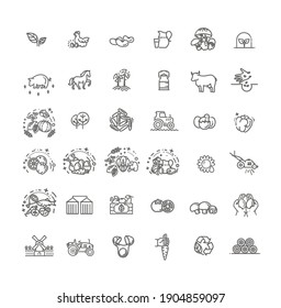 Set of Agriculture and Farming Line Icons