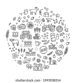 Set of Agriculture and Farming Line Icons