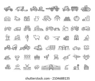 Set of Agriculture and Farming Line Icons