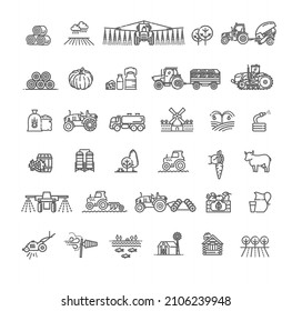 Set of Agriculture and Farming Line Icons