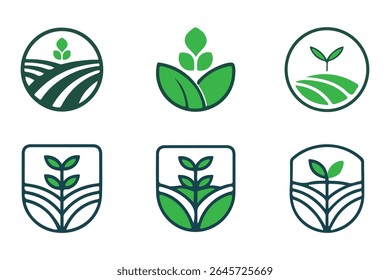 Conjunto de agricultura verde eco farm logotipo vetor, orgânico fazenda logotipo vetor ilustração 