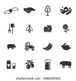 Set of Agriculture Icon Logo Vector Template. Agricultural Equipment Concept Illustration