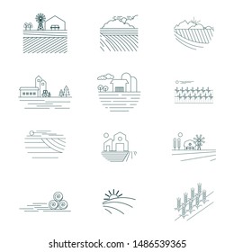 Set of Agriculture Icon Logo Vector Template. Agricultural Equipment Concept Illustration