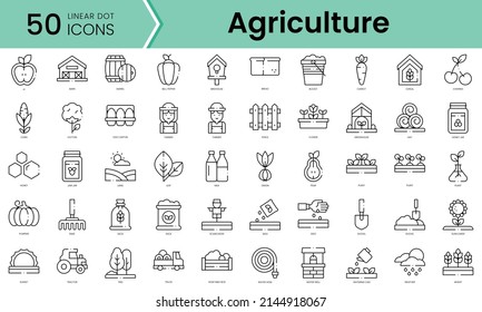 Set of agriculture icons. Line art style icons bundle. vector illustration