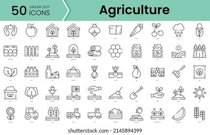 Set Agriculture Icons Line Art Style Stock Vector (Royalty Free ...