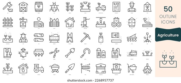 Set of agriculture icons. Thin linear style icons Pack. Vector Illustration