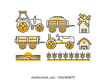 set of agriculture icons vector