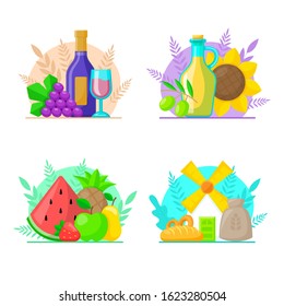 Set of agriculture illustration. Vector illustration
