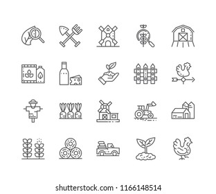 Set of Agriculture outline icons isolated on white background. Editable Stroke. 64x64 Pixel Perfect.