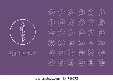 It is a set of agriculture simple web icons