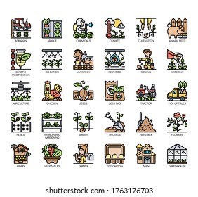 Set of agriculture thin line and pixel perfect icons for any web and app project. 