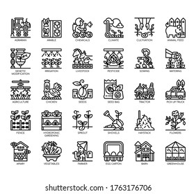 Set of agriculture thin line and pixel perfect icons for any web and app project. 