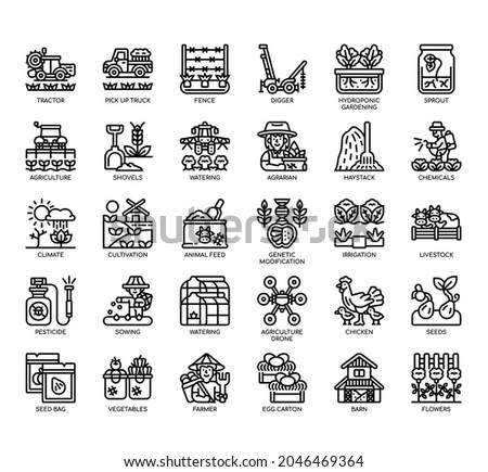 Set of Agriculture thin line and pixel perfect icons for any web and app project. 