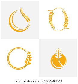 Set of Agriculture Wheat logo template vector, Luxury Wheat Logo Concept, Icon Symbol