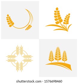 Set of Agriculture Wheat logo template vector, Luxury Wheat Logo Concept, Icon Symbol