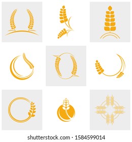 Set of Agriculture Wheat logo template vector, Luxury Wheat Logo Concept, Icon Symbol