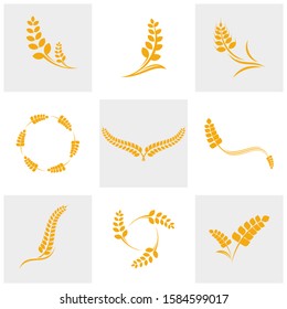 Set of Agriculture Wheat logo template vector, Luxury Wheat Logo Concept, Icon Symbol