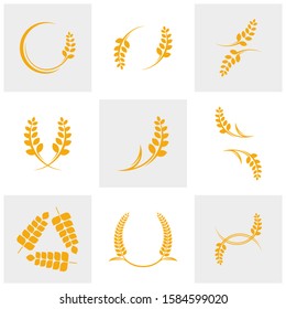 Set of Agriculture Wheat logo template vector, Luxury Wheat Logo Concept, Icon Symbol