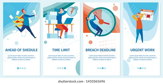 Set Ahead Shedule, Time Limit, Breach Deadline. Vector Illustration is Written Urgent Work. Stress and Poor Emotional State Subordinates, Reduces Efficiency by Several Times. Vector Illustration.