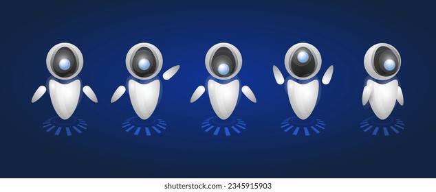 Set of Ai Chatbots or Chat bot robot illustration, vector artificial intelligence flat robot, virtual assistant and online customer support, mobile app use