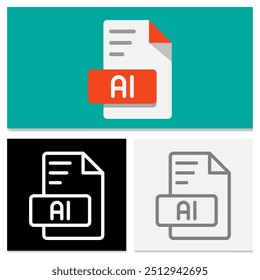 Conjunto de iconos de formato de archivo Ai en estilo plano. tipo de archivo multipropósito icono plano para las necesidades de diseño. Se puede utilizar para Sitios web, interfaz de usuario e interfaces.