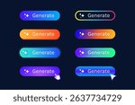 set of ai generate buttons for apps and websites ai generate button design