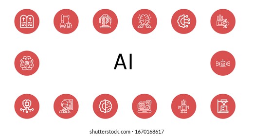 Set von Ai-Symbolen. Gebote wie Gebote, Roboter, Robotik, AI, Künstliche Intelligenz, Analyst, Svg , ai-Symbole