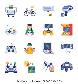 Set of AI and Innovation Flat Style Icons 

