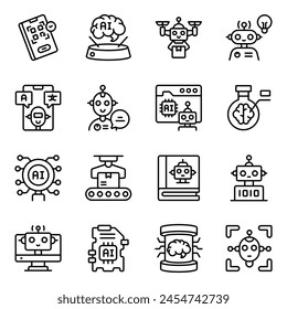 Set of Ai Linear Icons 

