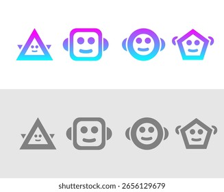 Conjunto de logotipo de icono de robot AI