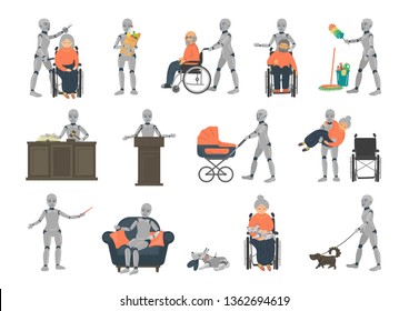Set from ai robots on white background. Futuristic concept.