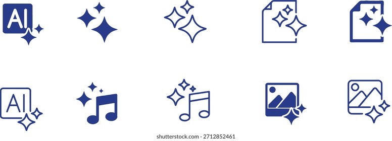 Conjunto de iconos de vector AI, símbolo de Vector de inteligencia artificial