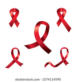 set of aids day awareness ribbons isolated icon vector illustration design