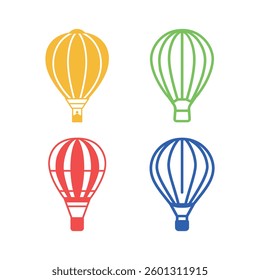 Set of Air balloon icons. Simple flat icon set isolated on white background