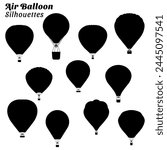 Set of air balloon silhouette illustrations