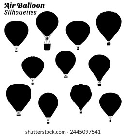 Set of air balloon silhouette illustrations