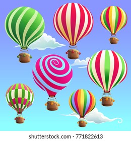 a set of air balloon. Vector illustration.
	
