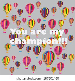 Set of air balloons on grey background