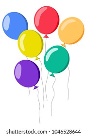 set of air balls with threads in a bunch. vector illustration